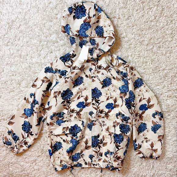 NWT $498 Tory BurchFloral-Print Hooded Wind-Resistant Jacket - Picture 8 of 9